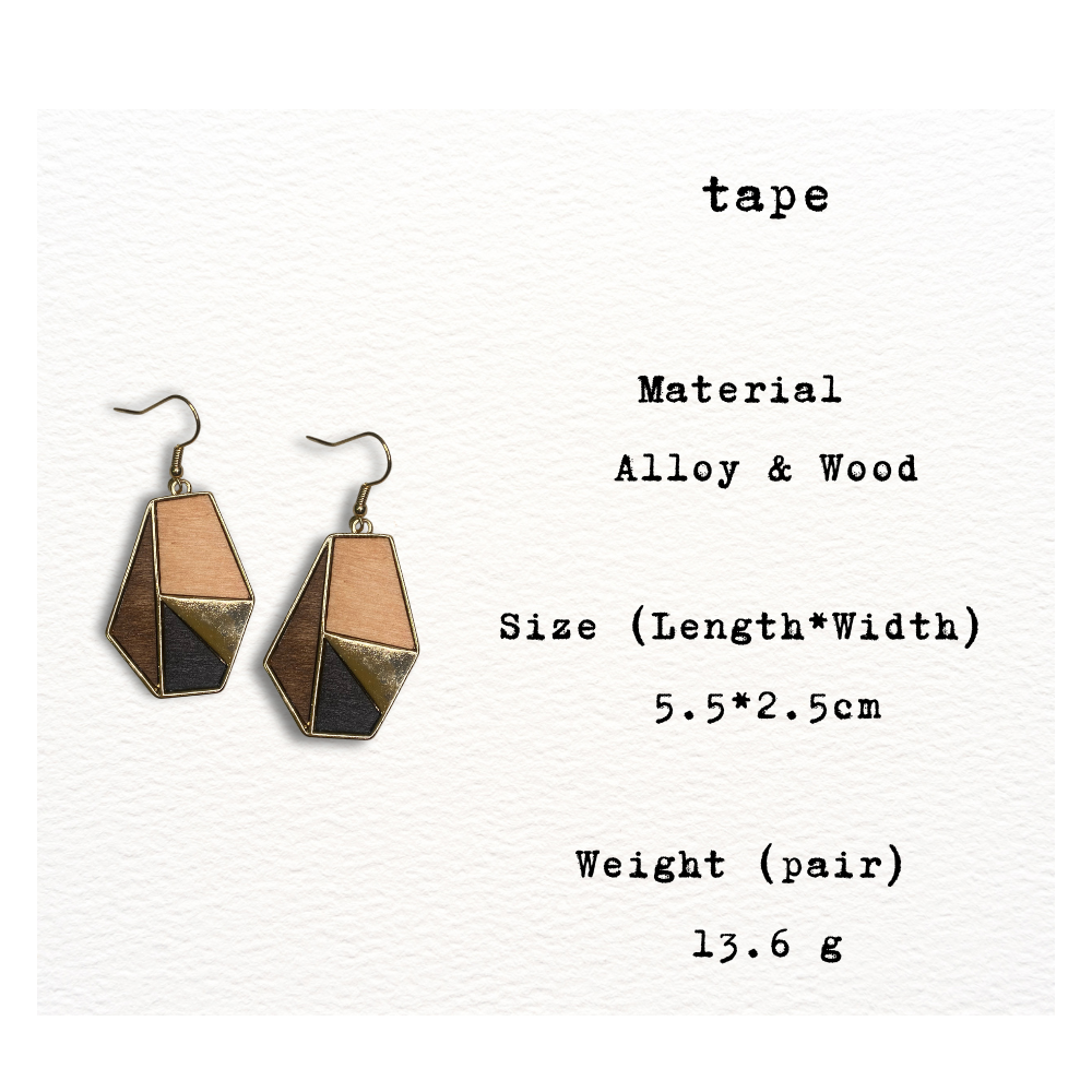 [ tape ] Dangle wooden earring