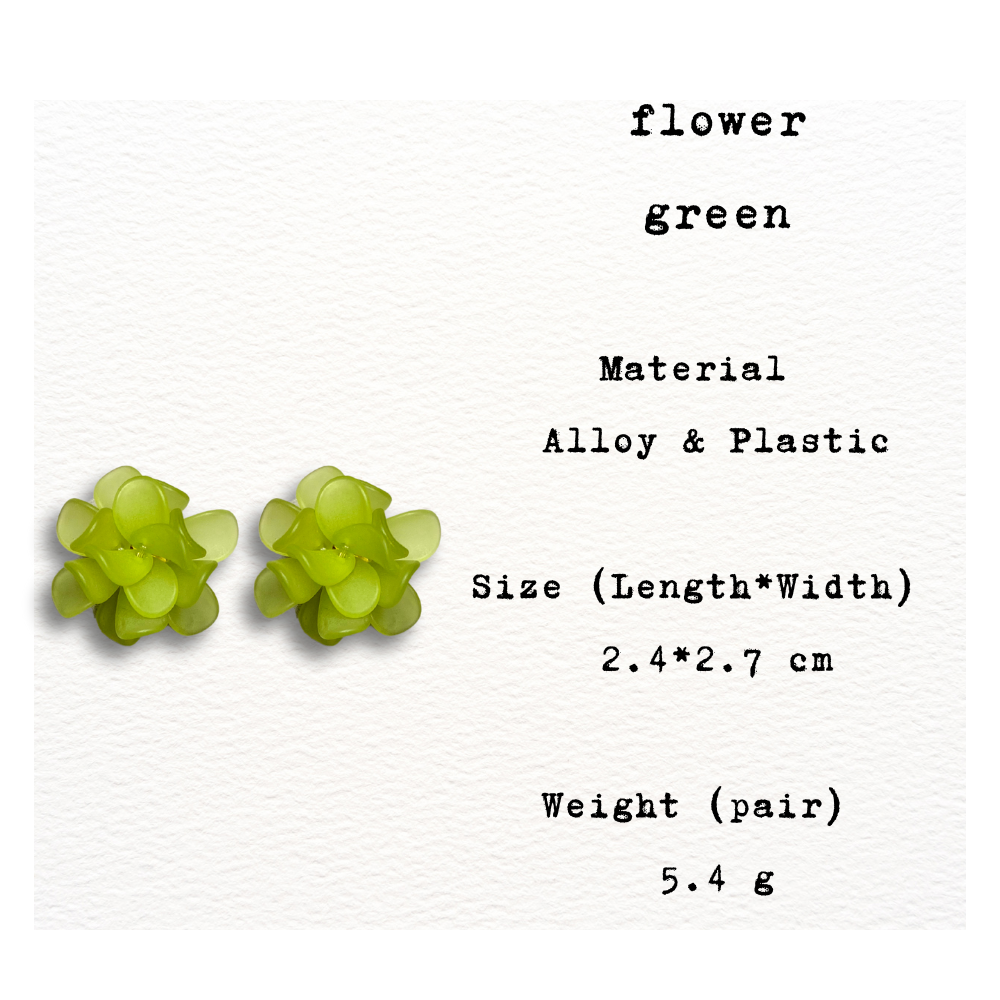 [ fafa ] Green / white a plastic flower stud earring