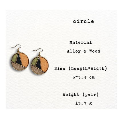 [ circle ] Dangle wooden earring