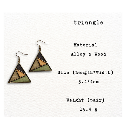 [ triangle ] Dangle wooden earring