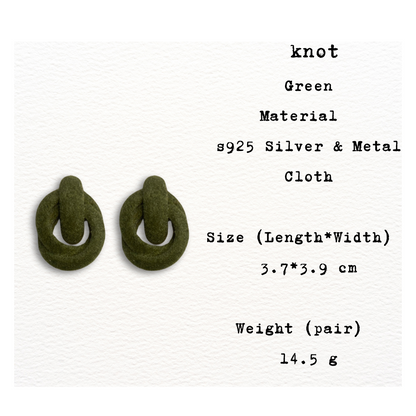 [ knot ] Green / Brown interesting design stud earring