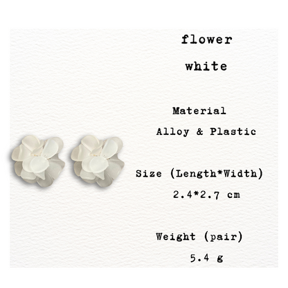 [ fafa ] Green / white a plastic flower stud earring