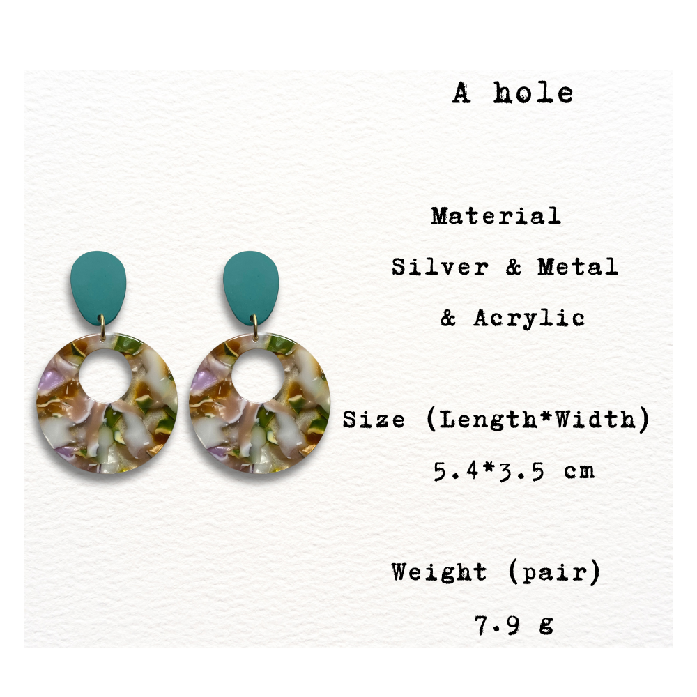 [ A hole ] Look alike color palette tray acrylic drop earring