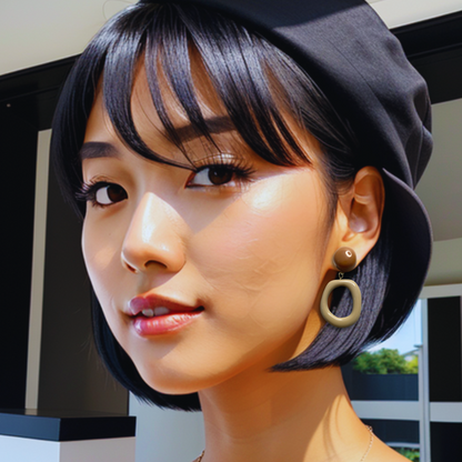 [ broken ] Brown & Grey Acryclic Drop Earring