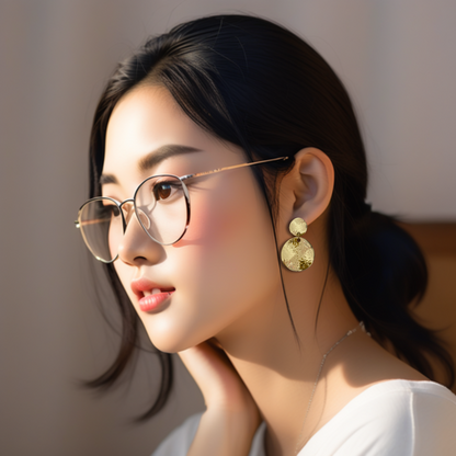 [ gong ] Golden plates drop earring