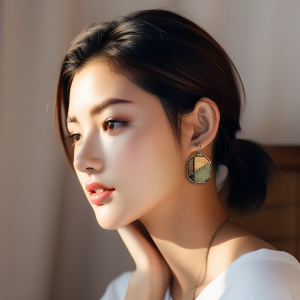 [ badge ] Dangle wooden earring