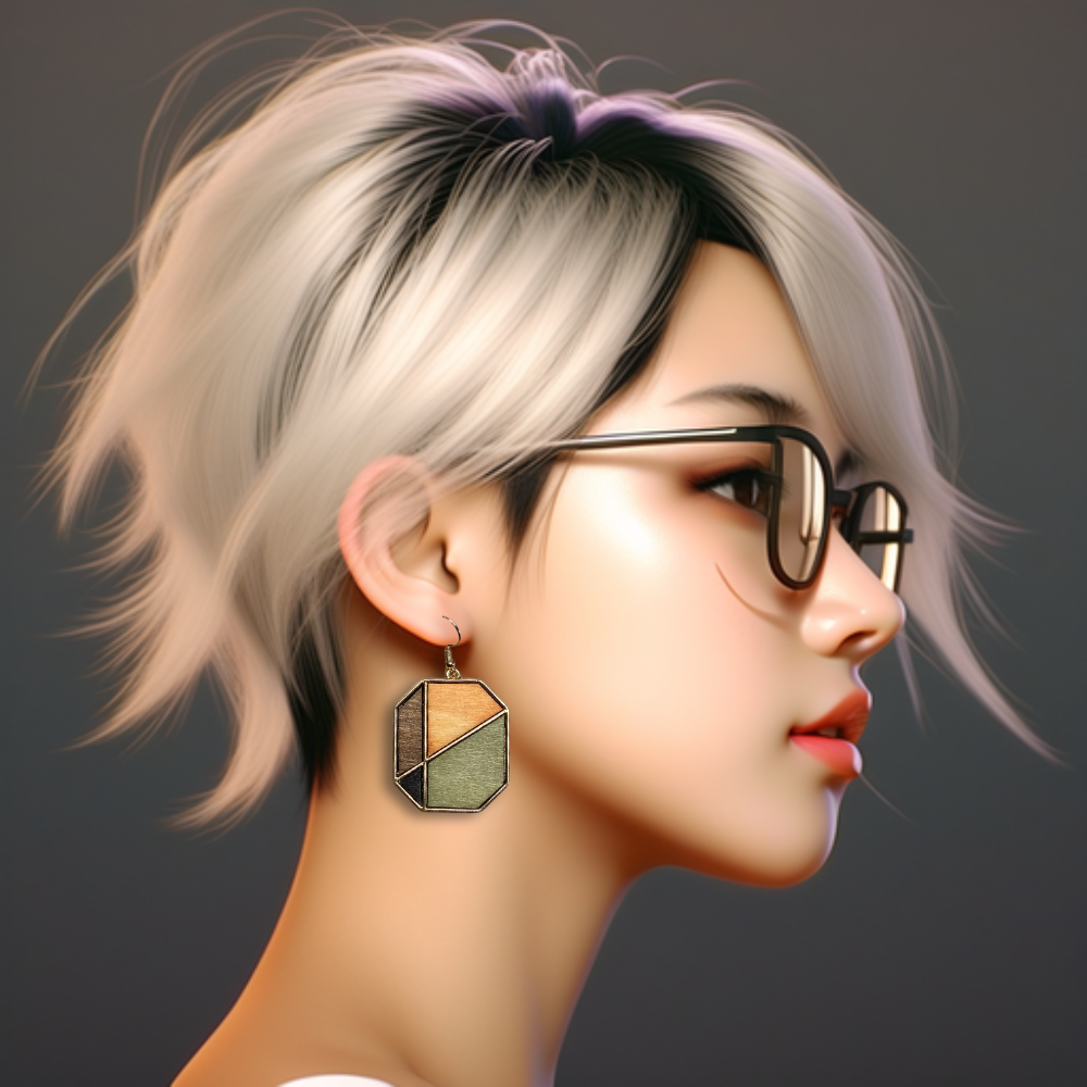 [ badge ] Dangle wooden earring