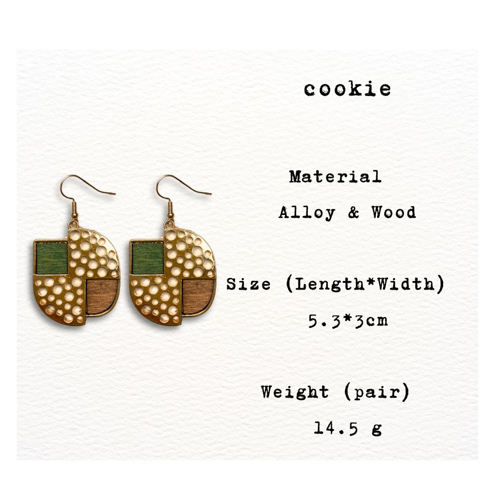 [ cookie ] Dangle wooden earring