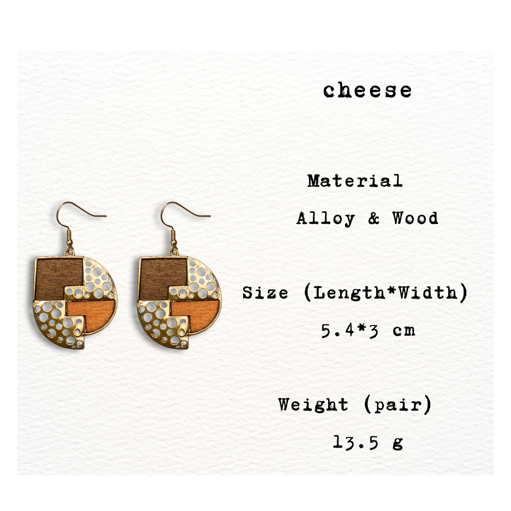 [ honeycomb ] Dangle wooden earring