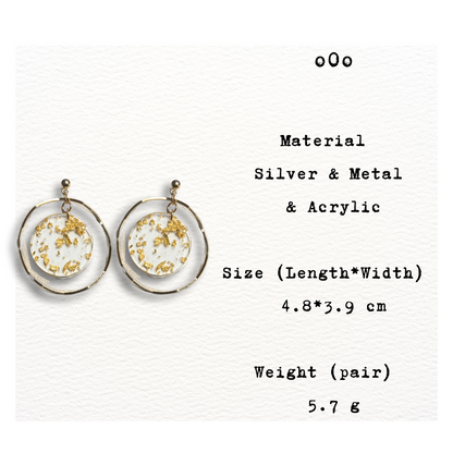 [ o0o ] Faux Golden Flakes transparent acrylic drop earring