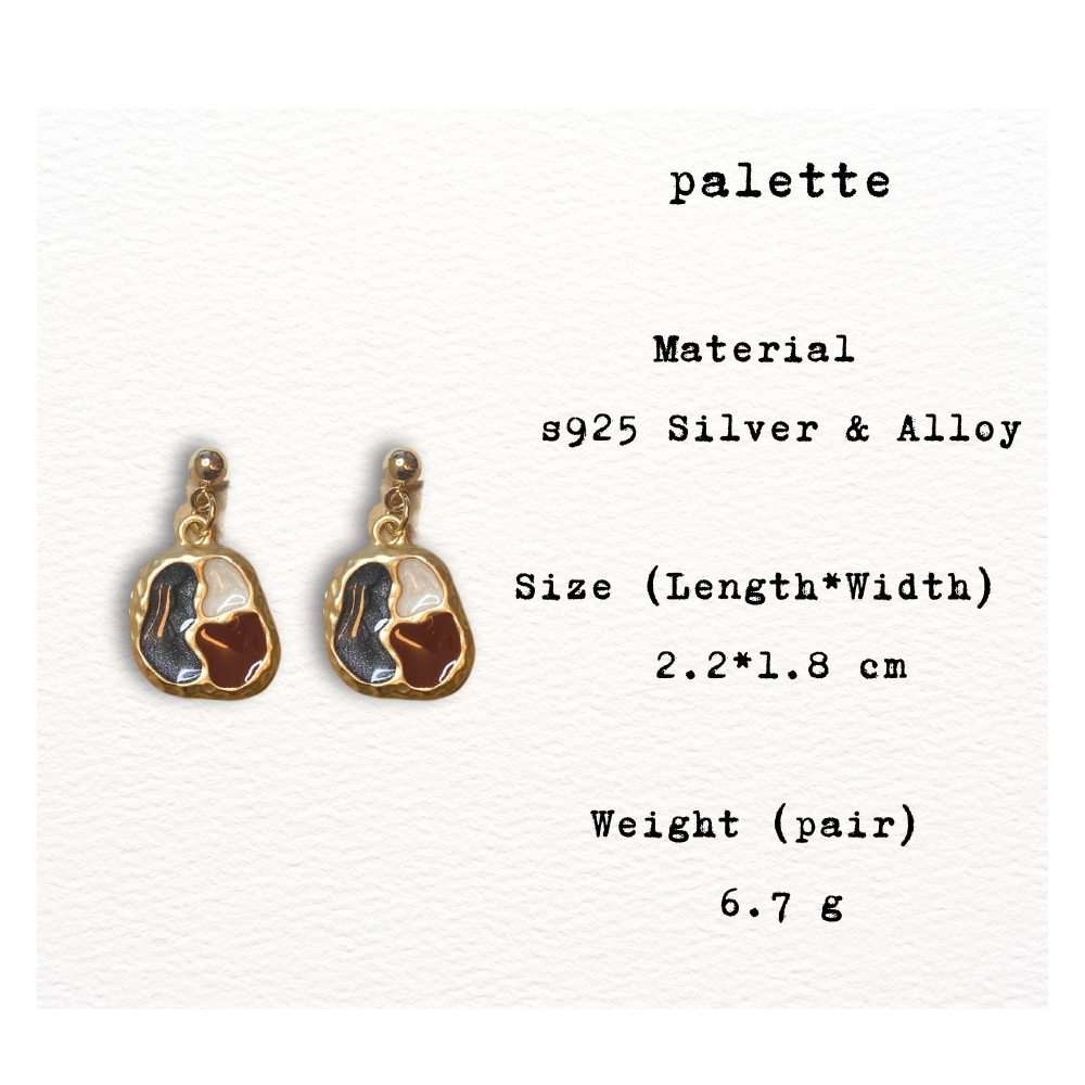 [ palette ] An adorable paint palette design drop earring