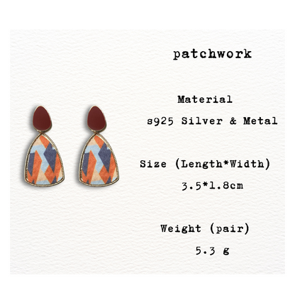 [ patchwork ] Patchwork pattern drop earring