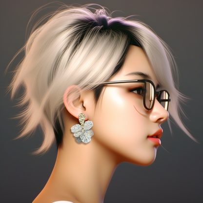 [ petal ] White acrylic drop earring