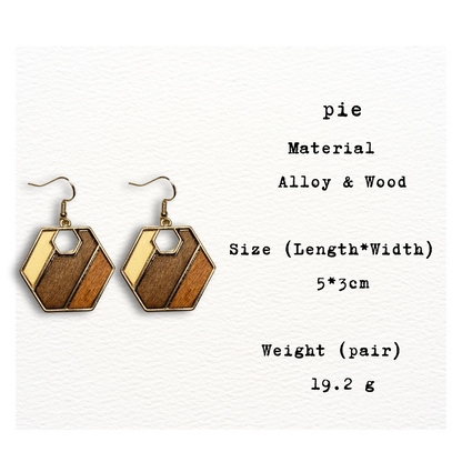 [ pie ] Dangle wooden earring