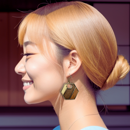 [ pie ] Dangle wooden earring