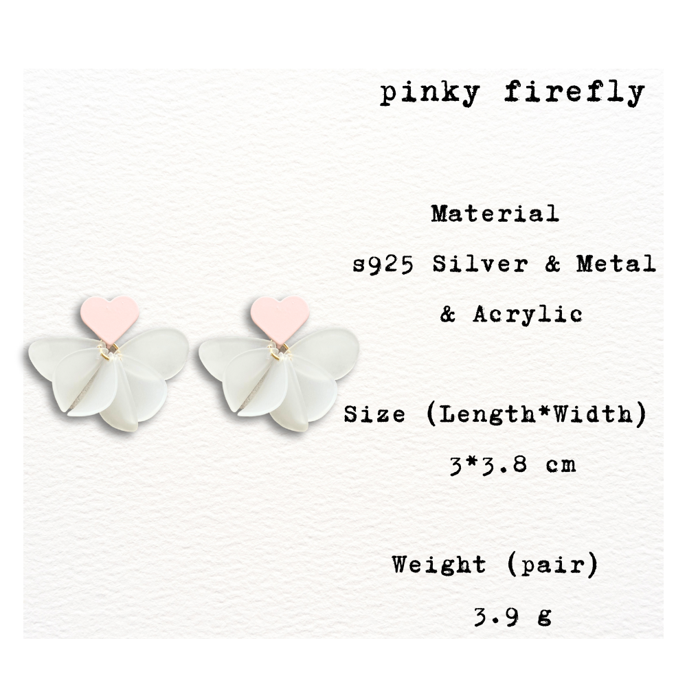 [ pinky firefly ] An adorable pinky heart-shaped drop earring