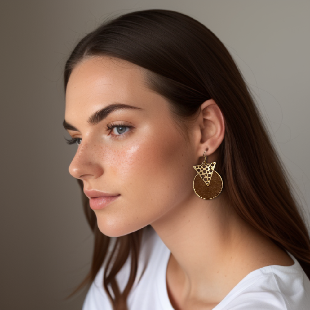 [ pizza ] Dangle wooden earring