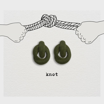 [ knot ] Green / Brown interesting design stud earring