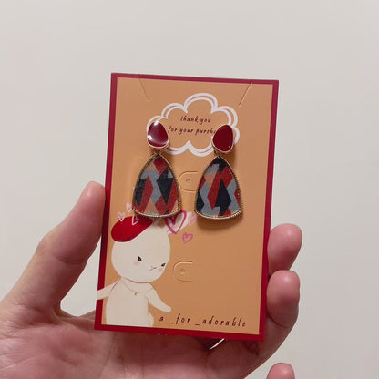 [ patchwork ] Patchwork pattern drop earring