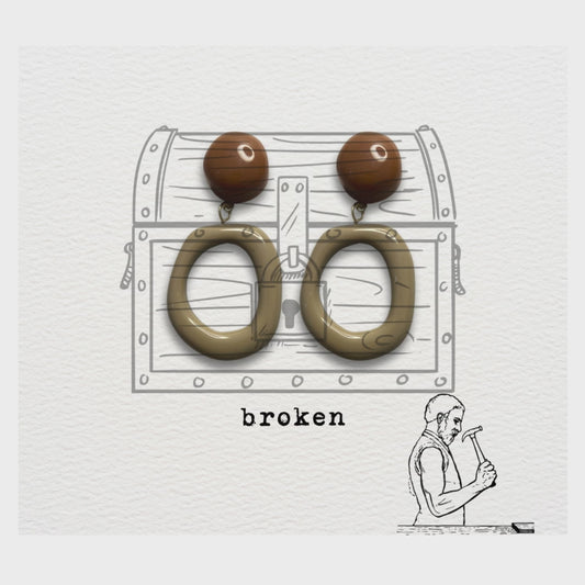 [ broken ] Brown & Grey Acryclic Drop Earring