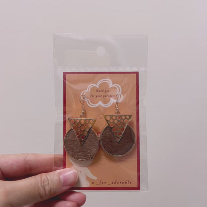 [ pizza ] Dangle wooden earring