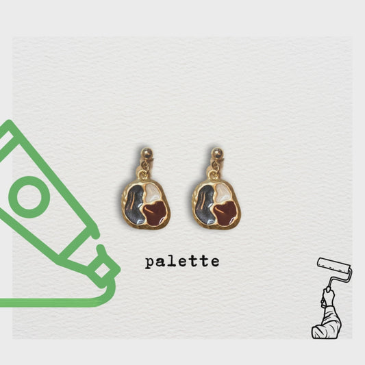 [ palette ] An adorable paint palette design drop earring