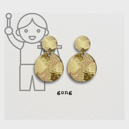 [ gong ] Golden plates drop earring