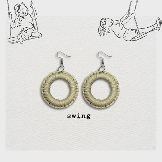 [ swing ] beige rattan dangle earring