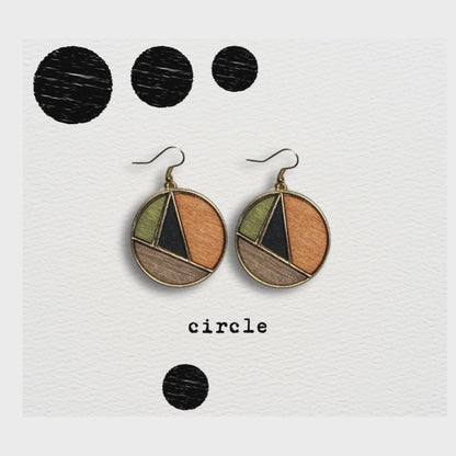 [ circle ] Dangle wooden earring