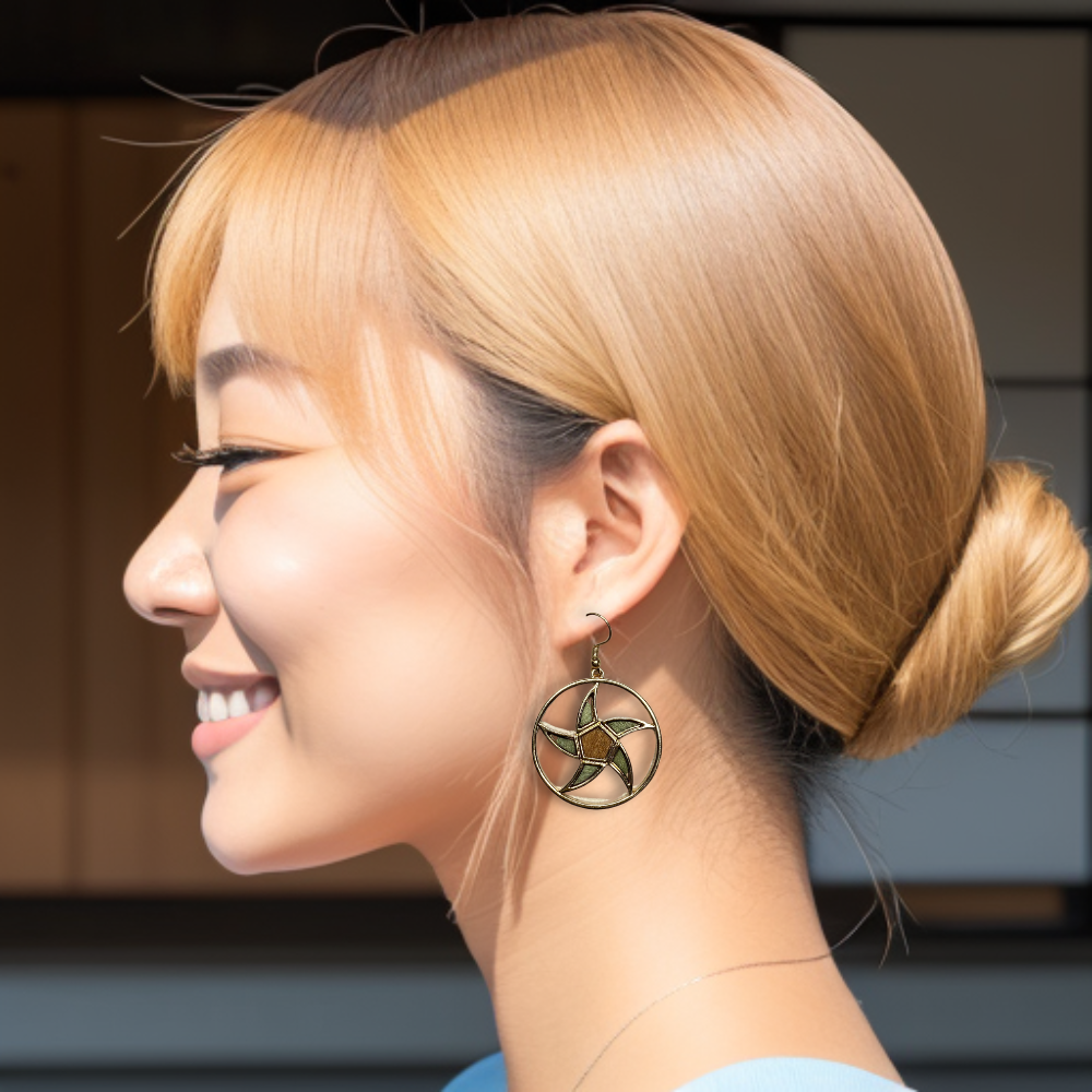 [ star ] Dangle wooden earring