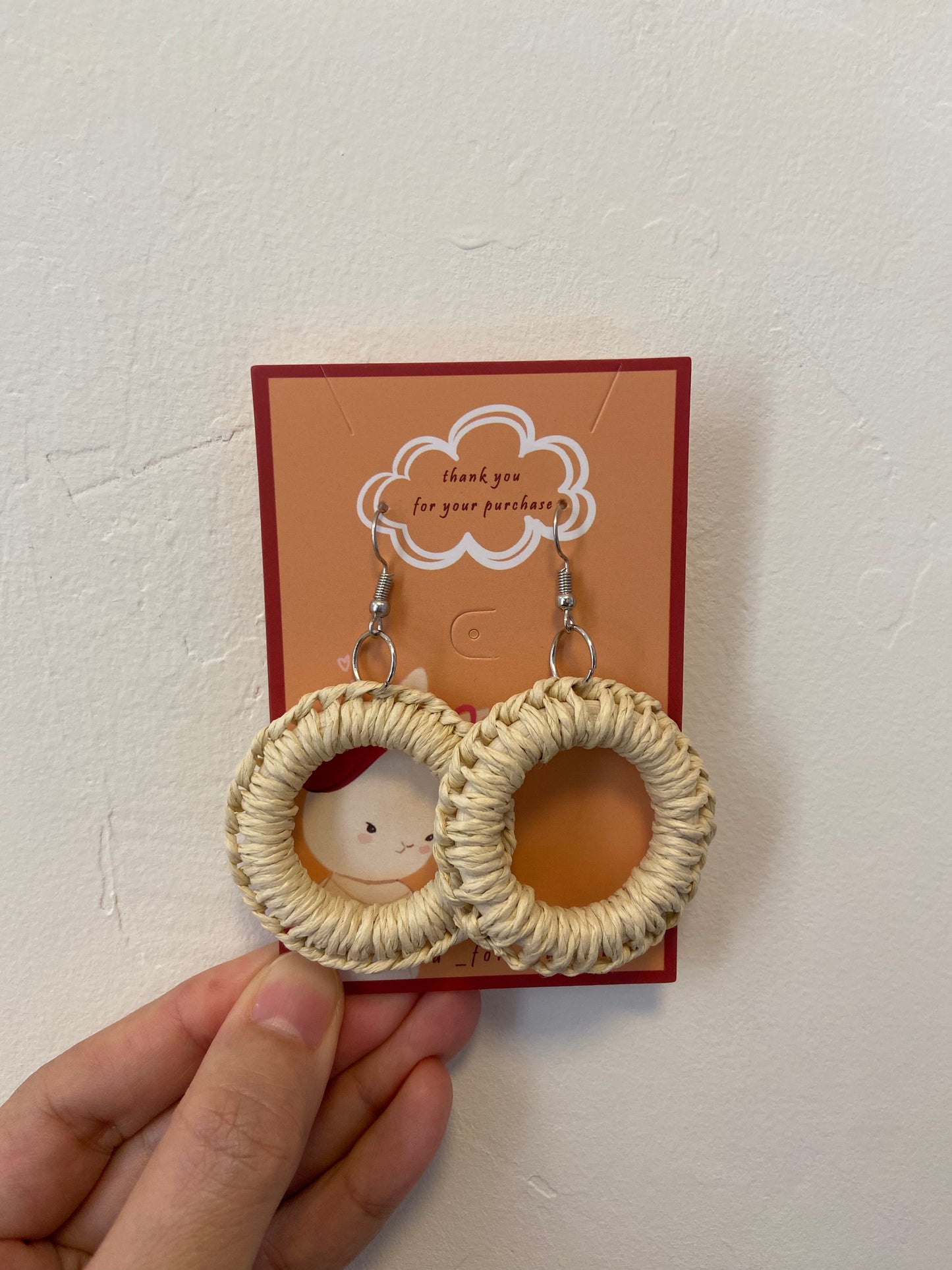 [ swing ] beige rattan dangle earring